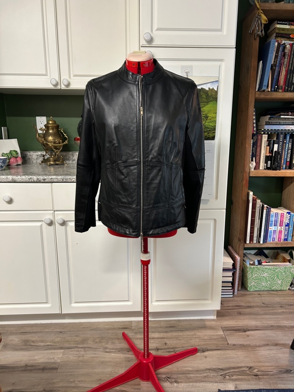 Women's Black Leather Zip-Up Jacket